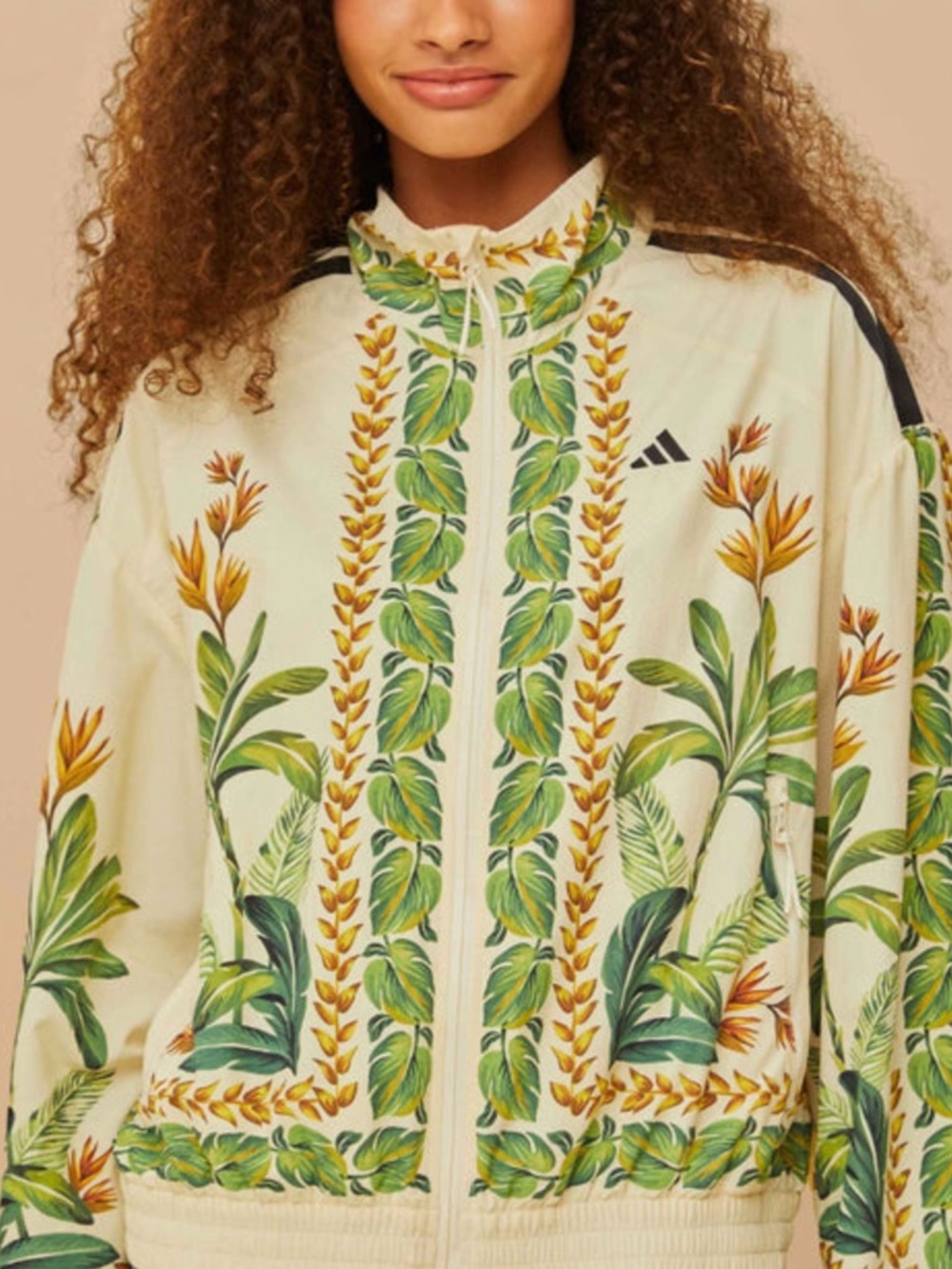 Adidas x FARM Rio Breeze Cream Tropical-Print Track Jacket, LIMITED EDITION 🌱